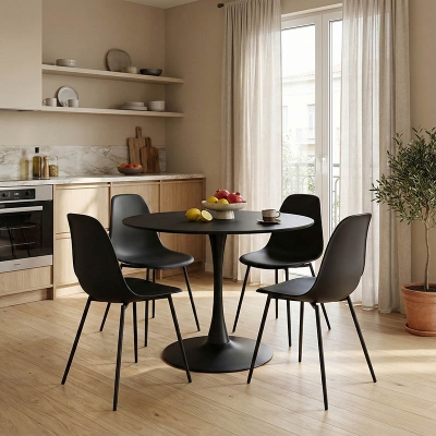 Tραπέζι Balou pakoworld mdf σε μαύρη απόχρωση Φ100x73εκ Tραπέζι Balou pakoworld mdf σε μαύρη απόχρωση Φ100x73εκ