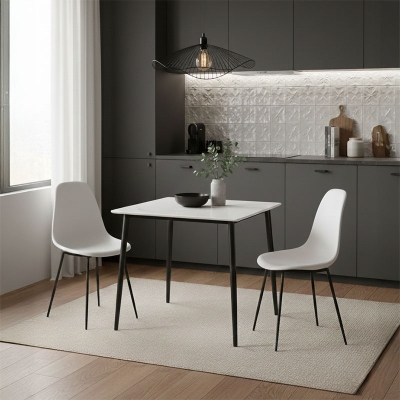 Τραπέζι Gustas pakoworld λευκό μαρμάρου sintered stone-μαύρο μέταλλο 80x80x76εκ Τραπέζι Gustas pakoworld λευκό μαρμάρου sintered stone-μαύρο μέταλλο 80x80x76εκ