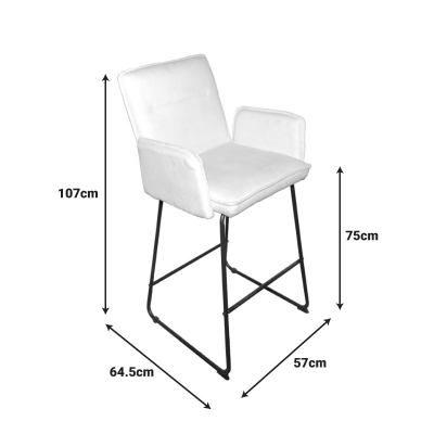 Σκαμπό μπαρ Essential pakoworld ύφασμα λευκό-πόδι μαύρο μεταλλικό 57x64.5x107εκ Σκαμπό μπαρ Essential pakoworld ύφασμα λευκό-πόδι μαύρο μεταλλικό 57x64.5x107εκ