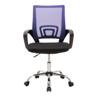 Καρέκλα γραφείου Berto II pakoworld με ανάκλιση ύφασμα mesh σε μπλε-μαύρη απόχρωση και βάση χρωμίου 60x48x85-95εκ