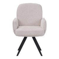 Πολυθρόνα περιστρεφόμενη Novo pakoworld ύφασμα λευκό μπουκλε-πόδια μαύρο μεταλλικό 65.5x60x90εκ