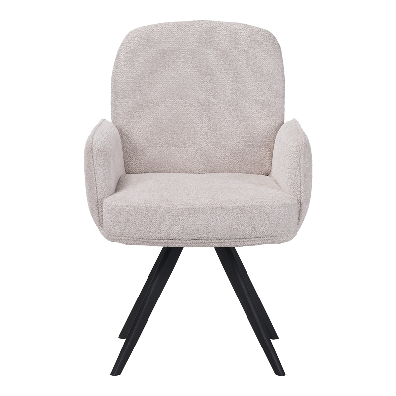 Πολυθρόνα περιστρεφόμενη Novo pakoworld ύφασμα λευκό μπουκλε-πόδια μαύρο μεταλλικό 65.5x60x90εκ