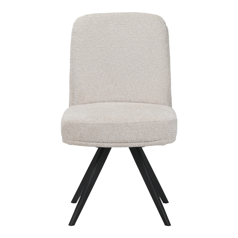 Καρέκλα περιστρεφόμενη Novo pakoworld ύφασμα λευκό μπουκλε-πόδια μαύρο μεταλλικό 65.5x50x90εκ