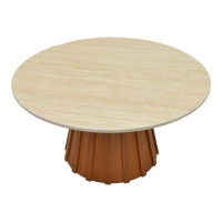 Τραπέζι σαλονιού Franzel pakoworld sintered stone σε όψη τραβερτίνας-mdf σε καρυδι Φ80x40εκ Τραπέζι σαλονιού Franzel pakoworld sintered stone σε όψη τραβερτίνας-mdf σε καρυδι Φ80x40εκ