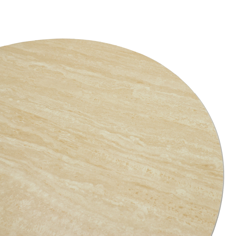 Τραπέζι σαλονιού Franzel pakoworld sintered stone σε όψη τραβερτίνας-mdf σε καρυδι Φ80x40εκ Τραπέζι σαλονιού Franzel pakoworld sintered stone σε όψη τραβερτίνας-mdf σε καρυδι Φ80x40εκ