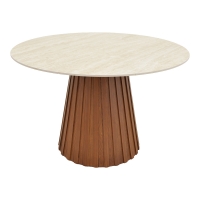 Τραπέζι Franzel pakoworld sintered stone σε όψη τραβερτίνας-mdf καρυδί Φ120x75εκ Τραπέζι Franzel pakoworld sintered stone σε όψη τραβερτίνας-mdf καρυδί Φ120x75εκ