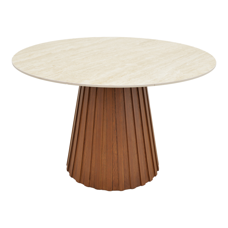 Τραπέζι Franzel pakoworld sintered stone σε όψη τραβερτίνας-mdf καρυδί Φ120x75εκ Τραπέζι Franzel pakoworld sintered stone σε όψη τραβερτίνας-mdf καρυδί Φ120x75εκ