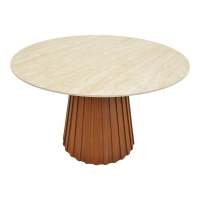 Τραπέζι Franzel pakoworld sintered stone σε όψη τραβερτίνας-mdf καρυδί Φ120x75εκ Τραπέζι Franzel pakoworld sintered stone σε όψη τραβερτίνας-mdf καρυδί Φ120x75εκ