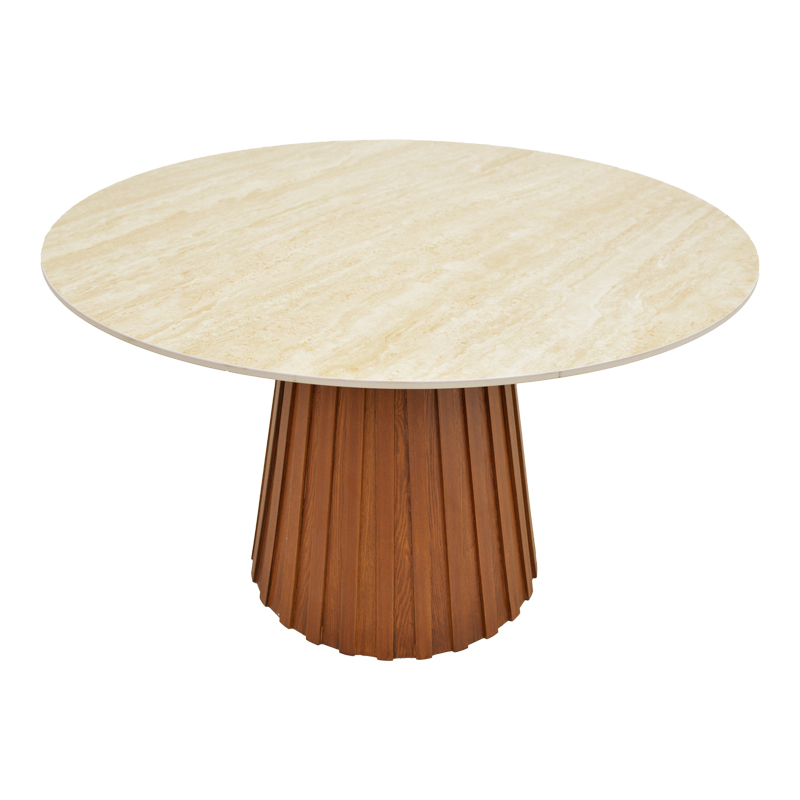 Τραπέζι Franzel pakoworld sintered stone σε όψη τραβερτίνας-mdf καρυδί Φ120x75εκ Τραπέζι Franzel pakoworld sintered stone σε όψη τραβερτίνας-mdf καρυδί Φ120x75εκ