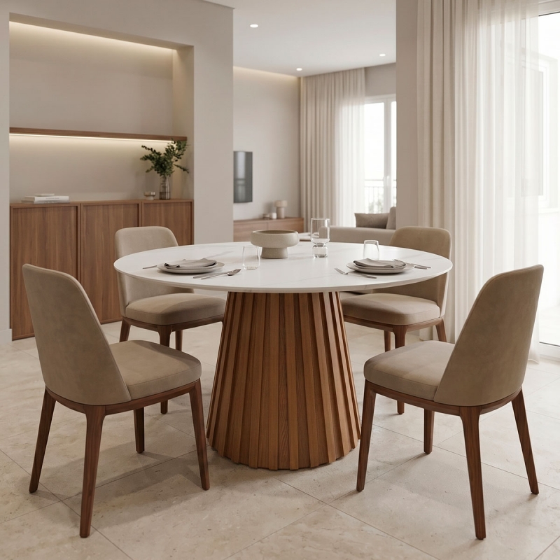 Τραπέζι Franzel pakoworld sintered stone σε όψη μαρμάρου-mdf σε φυσική απόχρωση Φ120x75εκ Τραπέζι Franzel pakoworld sintered stone σε όψη μαρμάρου-mdf σε φυσική απόχρωση Φ120x75εκ
