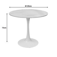 Tραπέζι Balou pakoworld sintered stone σε λευκή απόχρωση με όψη μαρμάρου-βάση λευκό μέταλλο Φ120x73εκ Tραπέζι Balou pakoworld sintered stone σε λευκή απόχρωση με όψη μαρμάρου-βάση λευκό μέταλλο Φ120x73εκ