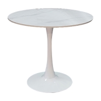 Tραπέζι Balou pakoworld sintered stone σε λευκή απόχρωση με όψη μαρμάρου-βάση λευκό μέταλλο Φ120x73εκ Tραπέζι Balou pakoworld sintered stone σε λευκή απόχρωση με όψη μαρμάρου-βάση λευκό μέταλλο Φ120x73εκ