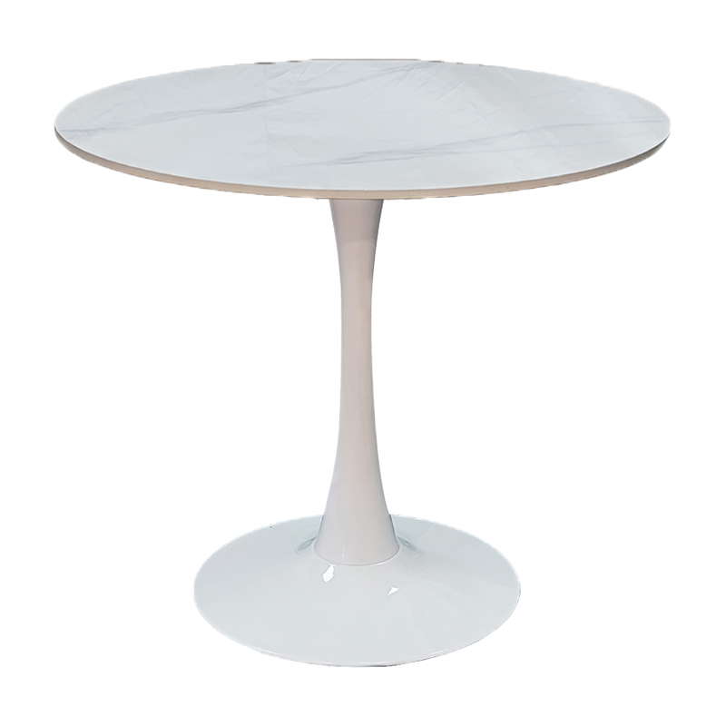 Tραπέζι Balou pakoworld sintered stone σε λευκή απόχρωση με όψη μαρμάρου-βάση λευκό μέταλλο Φ120x73εκ Tραπέζι Balou pakoworld sintered stone σε λευκή απόχρωση με όψη μαρμάρου-βάση λευκό μέταλλο Φ120x73εκ