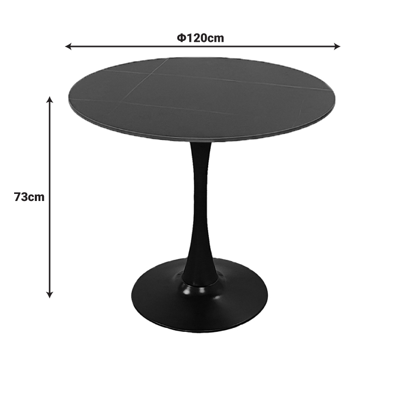 Tραπέζι Balou pakoworld sintered stone σε μαύρη απόχρωση με όψη μαρμάρου-βάση μαύρο μέταλλο Φ120x73εκ Tραπέζι Balou pakoworld sintered stone σε μαύρη απόχρωση με όψη μαρμάρου-βάση μαύρο μέταλλο Φ120x73εκ
