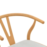 Καρέκλα Wishbone pakoworld rubberwood-ύφασμα σε φυσική-γκρι απόχρωση 51x58x73εκ Καρέκλα Wishbone pakoworld rubberwood-ύφασμα σε φυσική-γκρι απόχρωση 51x58x73εκ