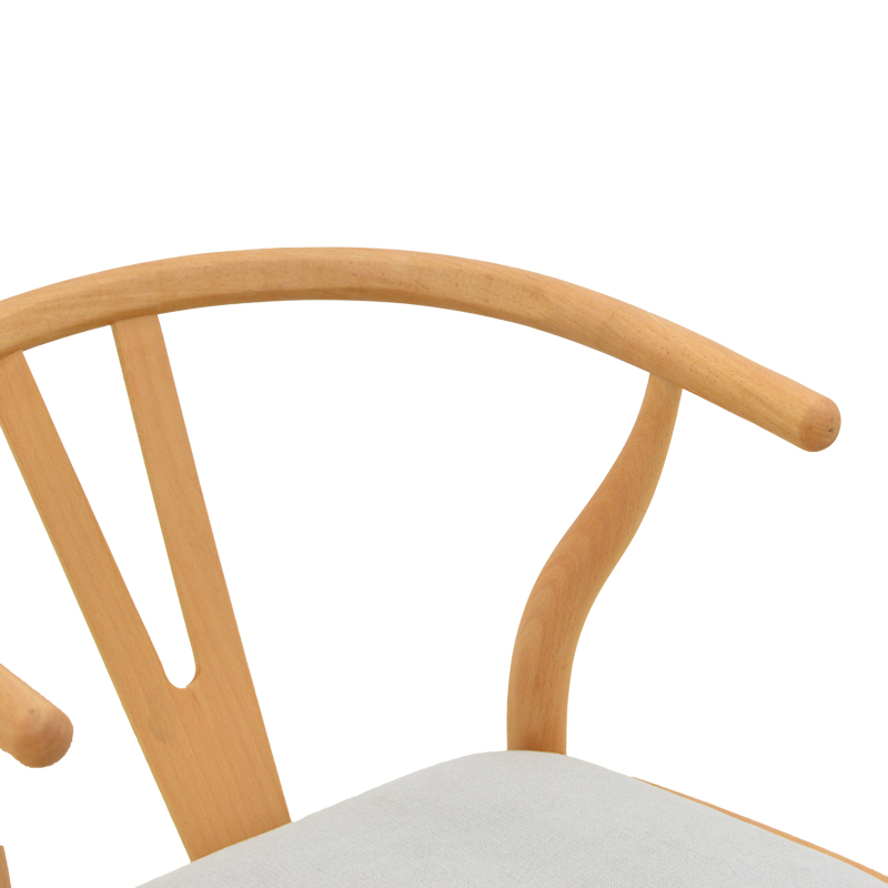 Καρέκλα Wishbone pakoworld rubberwood-ύφασμα σε φυσική-γκρι απόχρωση 51x58x73εκ Καρέκλα Wishbone pakoworld rubberwood-ύφασμα σε φυσική-γκρι απόχρωση 51x58x73εκ