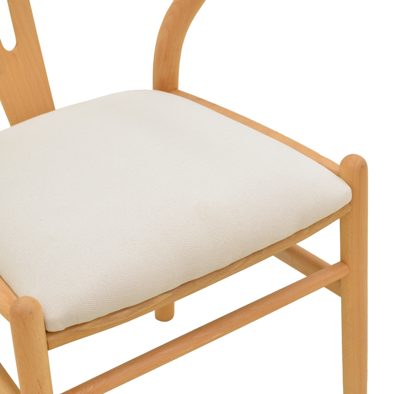 Καρέκλα Wishbone pakoworld rubberwood-ύφασμα σε φυσική-μπεζ απόχρωση 51x58x73εκ Καρέκλα Wishbone pakoworld rubberwood-ύφασμα σε φυσική-μπεζ απόχρωση 51x58x73εκ