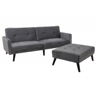 Καναπές γωνία-κρεβάτι με υποπόδιο Dream pakoworld γκρι-ασημί βελούδο 209x157x80εκ