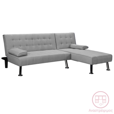 Γωνιακός καναπές-κρεβάτι αναστρέψιμος Brisk pakoworld γκρι ύφασμα 200x146x75εκ