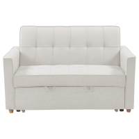 Καναπές-κρεβάτι Commit pakoworld 2θέσιος ύφασμα σε μπεζ-γκρι απόχρωση 142x93x90εκ