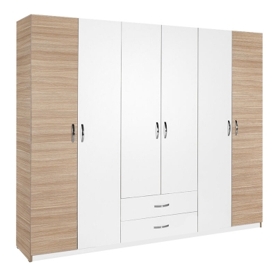 Ντουλάπα ρούχων Dormie pakoworld εξάφυλλη με συρτάρια σε λευκή απόχρωση 206x52x213εκ Ντουλάπα ρούχων Dormie pakoworld εξάφυλλη με συρτάρια σε λευκή απόχρωση 206x52x213εκ