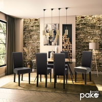 Καρέκλα Ditta pakoworld PU ανθρακί-πόδι μασίφ ξύλο wenge Καρέκλα Ditta pakoworld PU ανθρακί-πόδι μασίφ ξύλο wenge