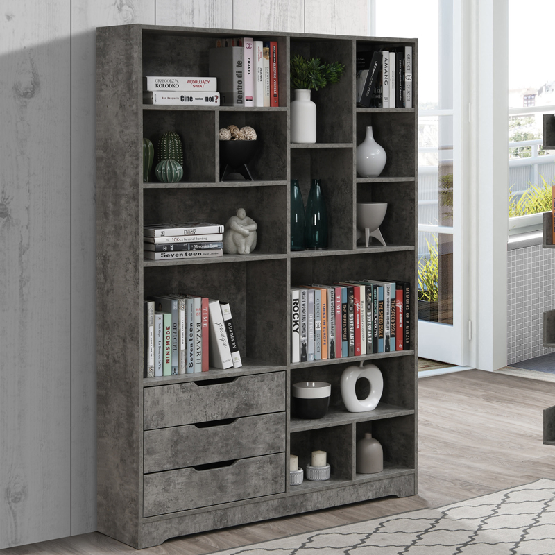 Βιβλιοθήκη Lucinda pakoworld γκρι oak 120x29.8x180.5εκ Βιβλιοθήκη Lucinda pakoworld γκρι oak 120x29.8x180.5εκ