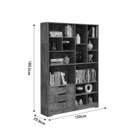 Βιβλιοθήκη Lucinda pakoworld γκρι oak 120x29.8x180.5εκ Βιβλιοθήκη Lucinda pakoworld γκρι oak 120x29.8x180.5εκ