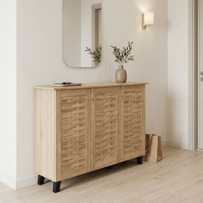 Παπουτσοθήκη-ντουλάπι Mantam pakoworld 16 ζεύγων sonoma 115.5x34x87εκ