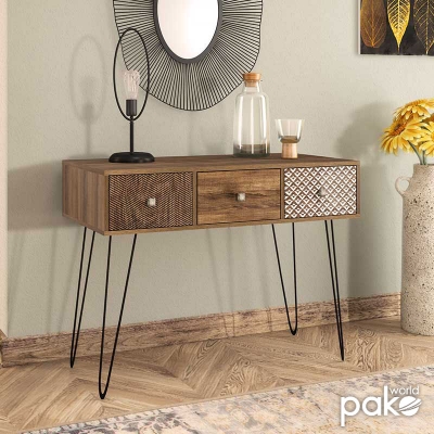 Κονσόλα Boho pakoworld καρυδί με μεταλλικά πόδια 100x50,5x74,5εκ Κονσόλα Boho pakoworld καρυδί με μεταλλικά πόδια 100x50,5x74,5εκ