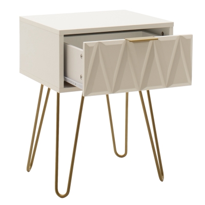 Κομοδίνο Isla pakoworld χρώμα λευκό painting-χρυσό 42x35x55εκ Κομοδίνο Isla pakoworld χρώμα λευκό painting-χρυσό 42x35x55εκ