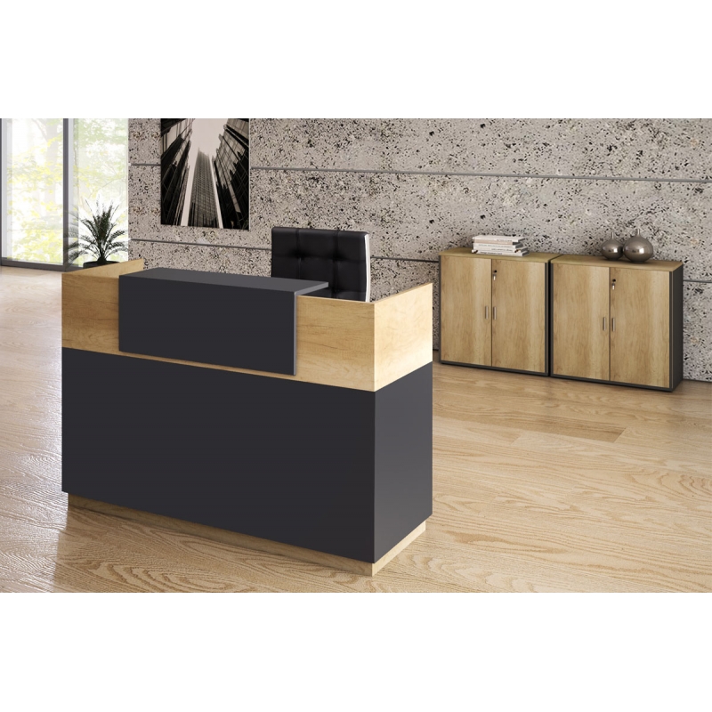 Γραφείο reception Lotus pakoworld σε χρώμα φυσικό - ανθρακί 180x70x110εκ Γραφείο reception Lotus pakoworld σε χρώμα φυσικό - ανθρακί 180x70x110εκ