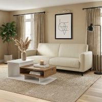 Καναπές τριθέσιος Sidica pakoworld PU σε μπεζ απόχρωση 185x82x81εκ