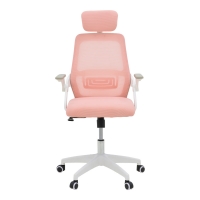 Καρέκλα γραφείου Peja pakoworld mesh ύφασμα ροζ-σκελετός λευκό 58x60x107-117εκ