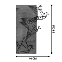 Διακοσμητικό τοίχου Perdon pakoworld ξύλο πεύκου σε φυσική απόχρωση με μαύρο μέταλλο 36x3x60εκ