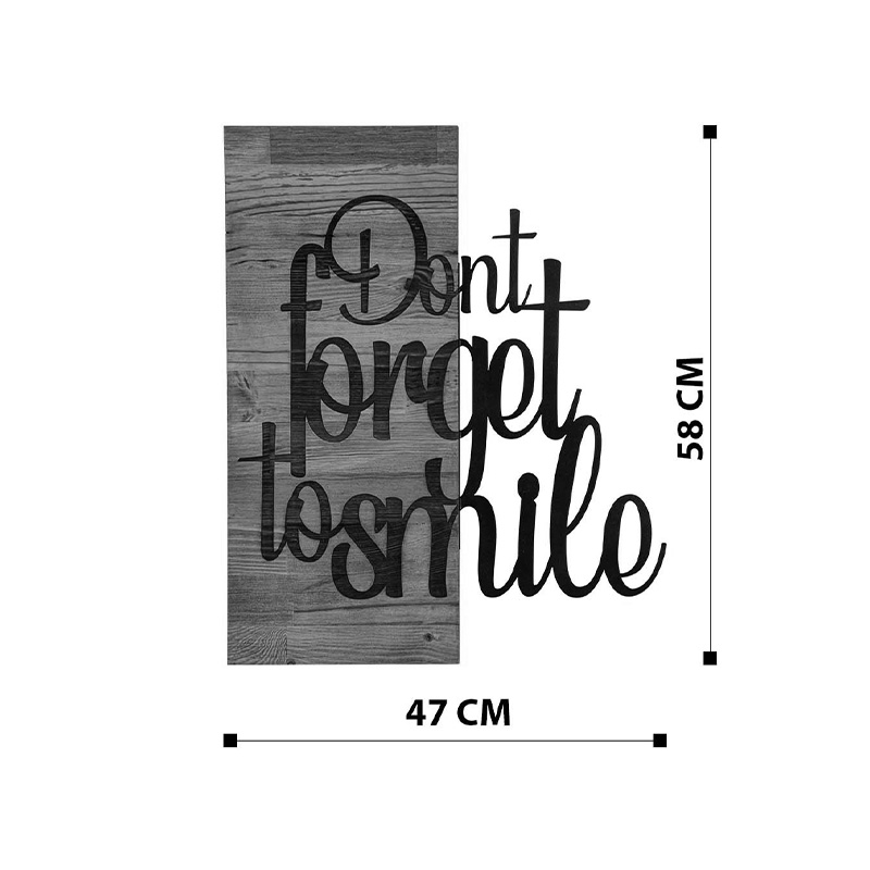 Διακοσμητικό τοίχου Smiley pakoworld ξύλο πεύκου σε φυσική απόχρωση με μαύρο μέταλλο 47x3x58εκ