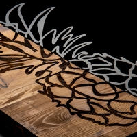 Διακοσμητικό τοίχου Pinable pakoworld ξύλο πεύκου σε φυσική απόχρωση με μαύρο μέταλλο 42x3x58εκ