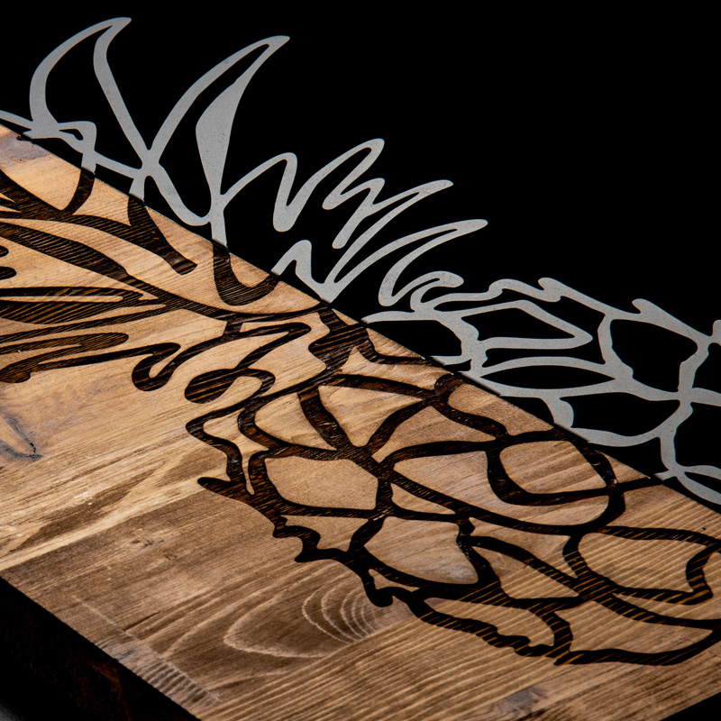 Διακοσμητικό τοίχου Pinable pakoworld ξύλο πεύκου σε φυσική απόχρωση με μαύρο μέταλλο 42x3x58εκ