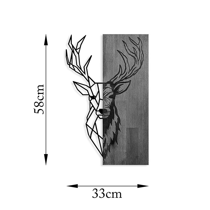 Διακοσμητικό τοίχου Deera pakoworld ξύλο πεύκου σε φυσική απόχρωση με μαύρο μέταλλο 33x3x58εκ