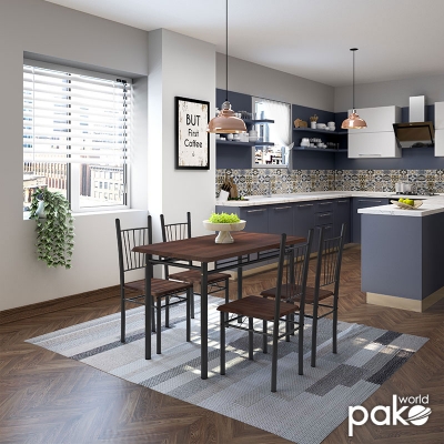 Τραπεζαρία Roza pakoworld σετ 5τμχ χρώμα σκούρο καρυδί - πόδια μαύρο ματ 120x70x75εκ Τραπεζαρία Roza pakoworld σετ 5τμχ χρώμα σκούρο καρυδί - πόδια μαύρο ματ 120x70x75εκ