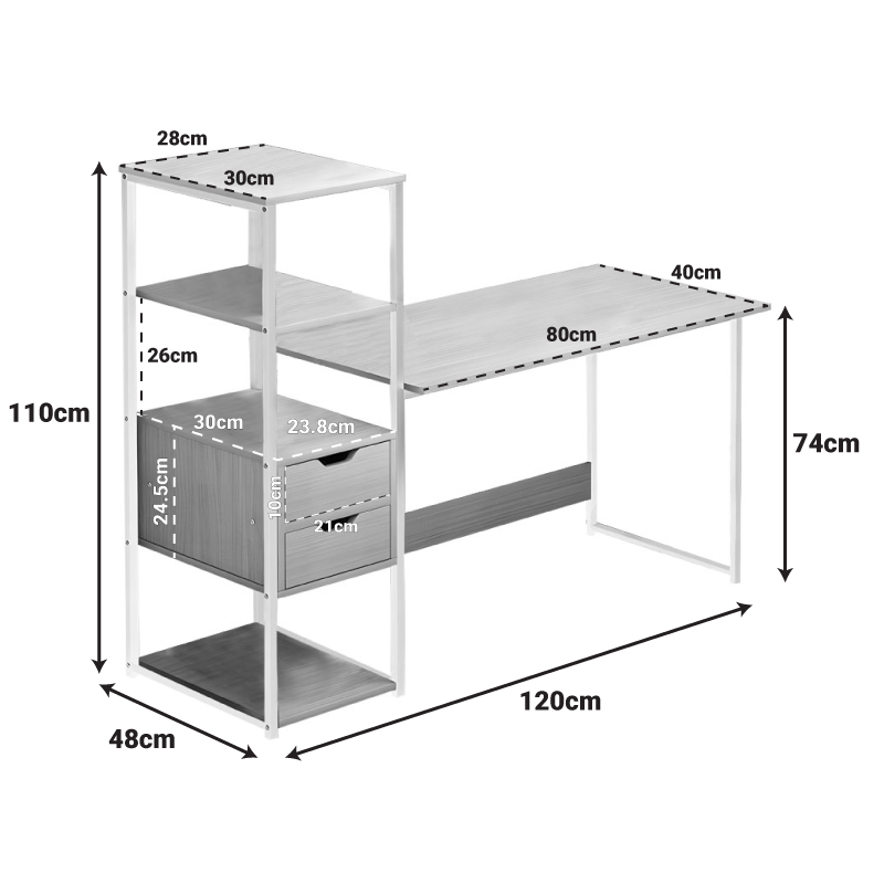 Γραφείο Zayn ΙΙ pakoworld με ραφιέρα-MDF φυσικό-λευκό 108x40x111εκ Γραφείο Zayn ΙΙ pakoworld με ραφιέρα-MDF φυσικό-λευκό 108x40x111εκ