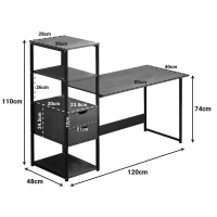 Γραφείο Zayn ΙΙ pakoworld με ραφιέρα-MDF καρυδί-μαύρο 108x40x111εκ Γραφείο Zayn ΙΙ pakoworld με ραφιέρα-MDF καρυδί-μαύρο 108x40x111εκ