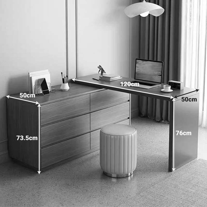 Γραφείο πολυμορφικό με ενσωματωμένη συρταριέρα Reaze pakoworld mdf σε ανοιχτό καρυδί-ανθρακί απόχρωση 120x50x73.5εκ