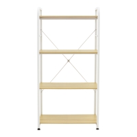 Ραφιέρα επιδαπέδια Depo pakoworld μέταλλο λευκό-mdf σε φυσική απόχρωση 60x40x120εκ