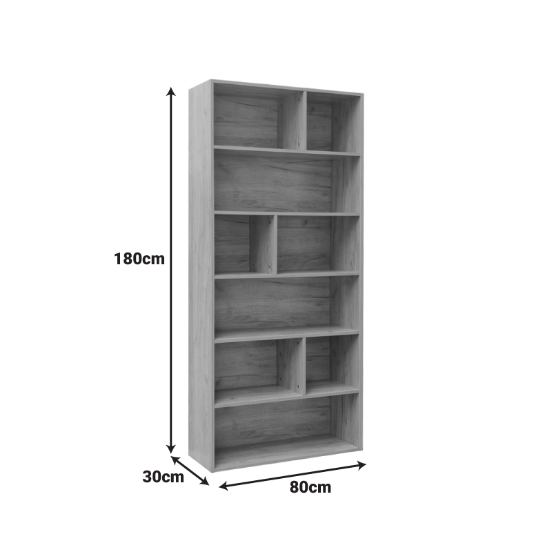 Βιβλιοθήκη Evergin pakoworld mdf σε oak απόχρωση 80x30x180εκ Βιβλιοθήκη Evergin pakoworld mdf σε oak απόχρωση 80x30x180εκ