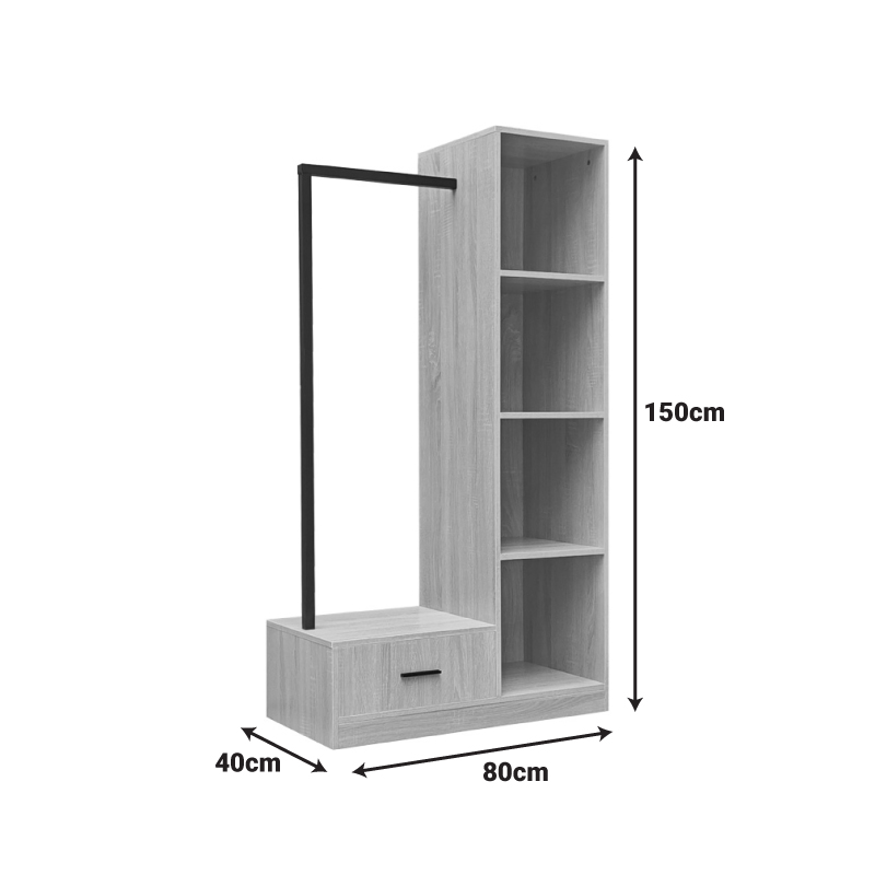 Έπιπλο εισόδου Erdeco pakoworld mdf σε φυσική απόχρωση 80x40x150εκ