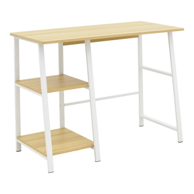 Γραφείο εργασίας Ferje pakoworld με ράφια mdf σε φυσική-λευκή απόχρωση 100x48x75εκ