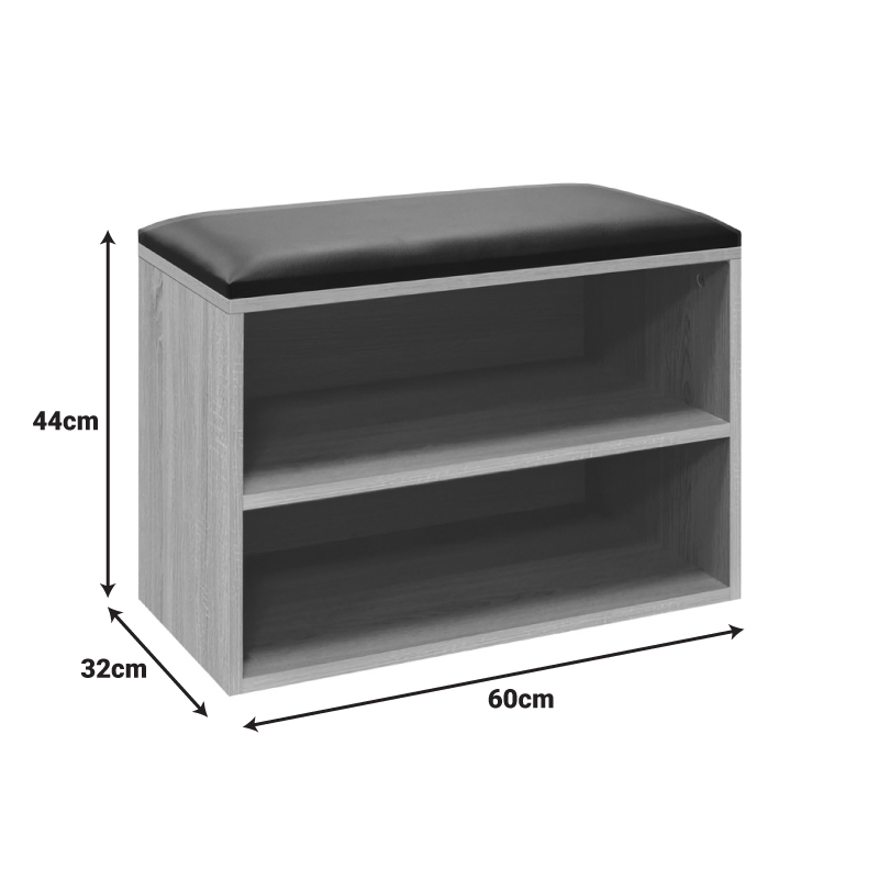 Παπουτσοθήκη-Σκαμπό Kiana pakoworld 4 ζεύγων με μαξιλάρι σε καρυδί απόχρωση 60x32x44εκ