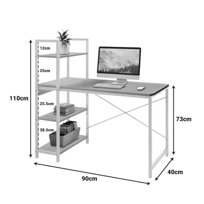 Γραφείο εργασίας Bencour pakoworld με βιβλιοθήκη mdf σε φυσική απόχρωση με μαύρο μέταλλο 90x40x110εκ Γραφείο εργασίας Bencour pakoworld με βιβλιοθήκη mdf σε φυσική απόχρωση με μαύρο μέταλλο 90x40x110εκ