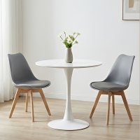 Τραπέζι Balou I pakoworld sintered stone-mdf σε λευκό μαρμάρου Φ70x74εκ